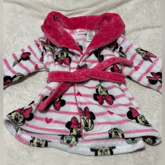 Disney Minnie Mouse Robe - pink & white - 2T - Picture 2 of 6